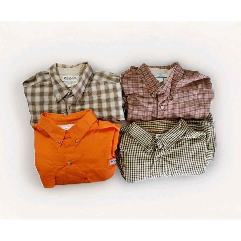 Lot of 4 Columbia Button Up Shirt Men's Large Shirts Long & Short Sleeve